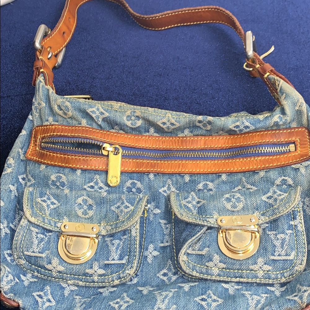 Authentic Well Loved Denim Louis Vuitton Purse Bag
